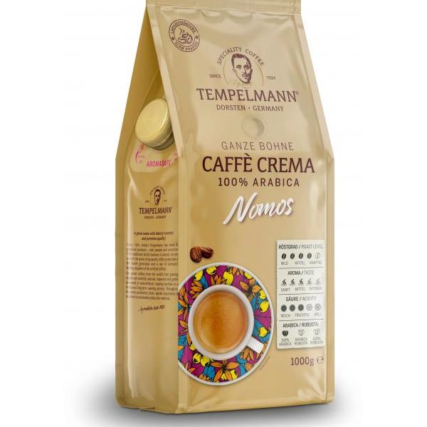 Кофе  Tempelmann Nomos Caffe Crema в зёрнах 1 кг.