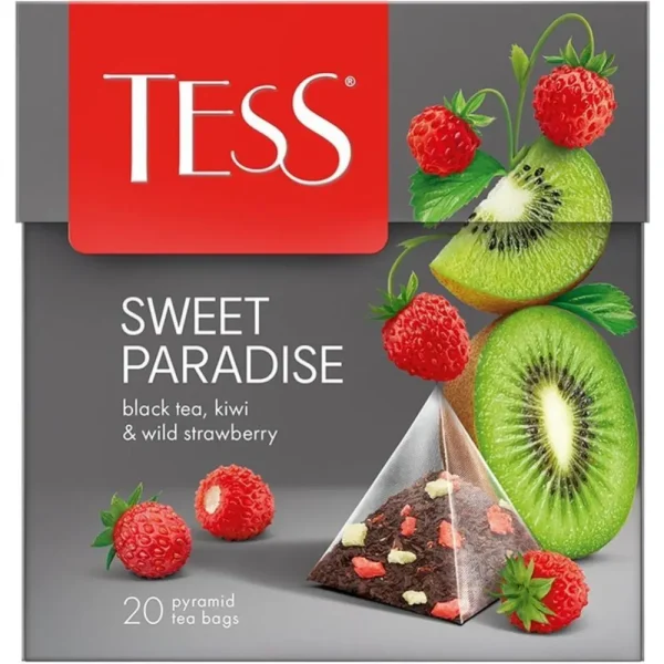 Чай  Tess Sweet Paradise в пирамидках черный 20 пак. Земляника, киви.